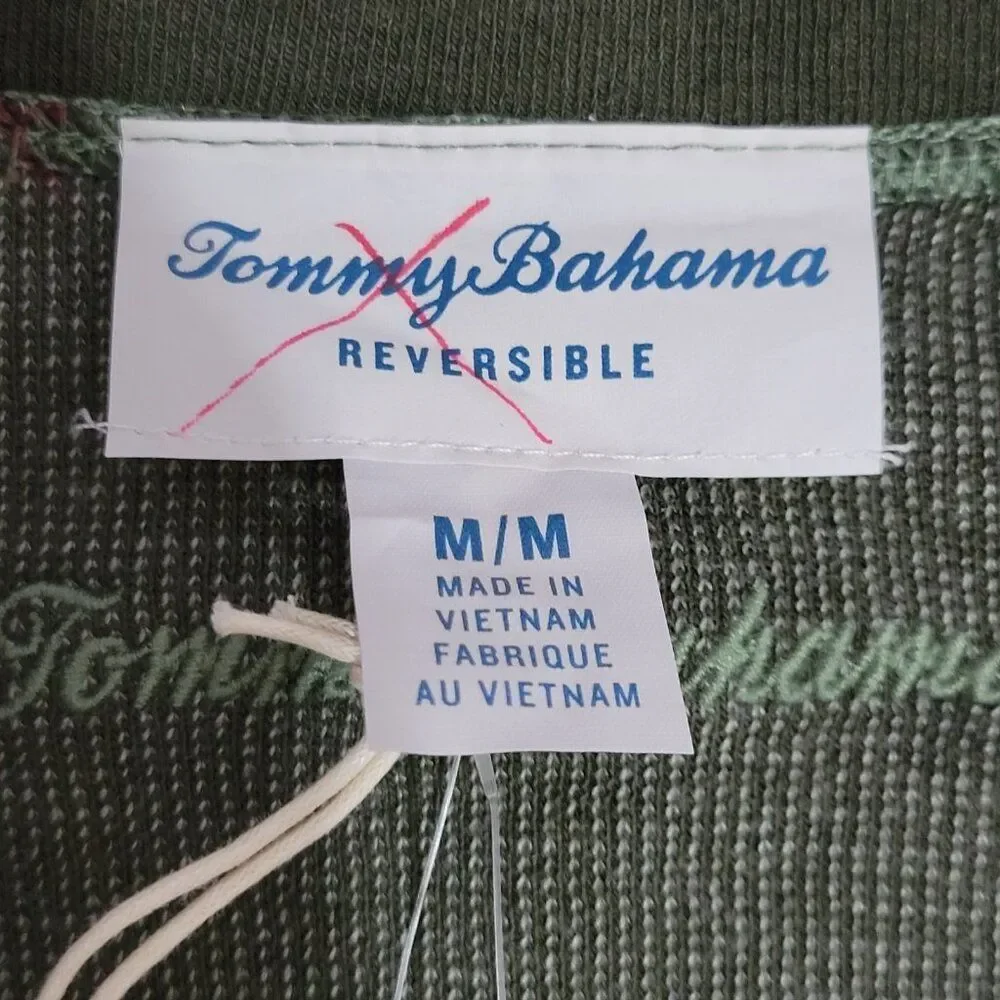 Tommy Bahama Flip Coast 1/2 Zip Sweatshirt Men Medium‎ Pullover Reversible Green